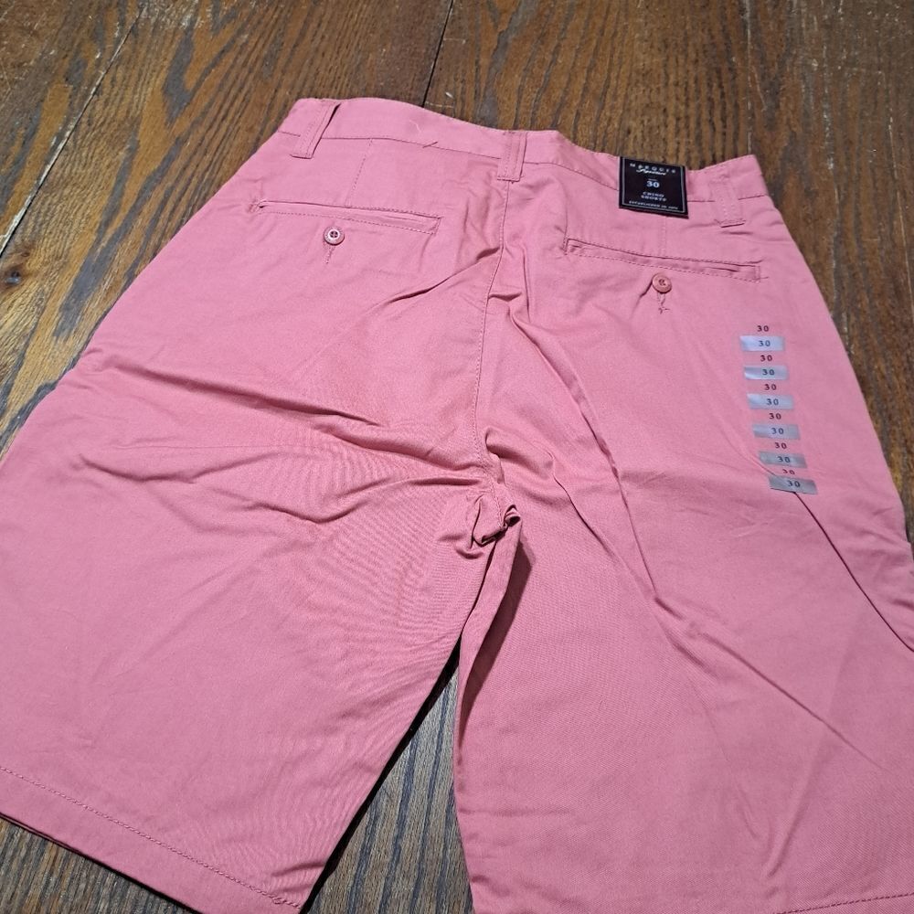 New Size 30 Marquis Signature Salmon Cotton Chino Shorts with Pockets NWT